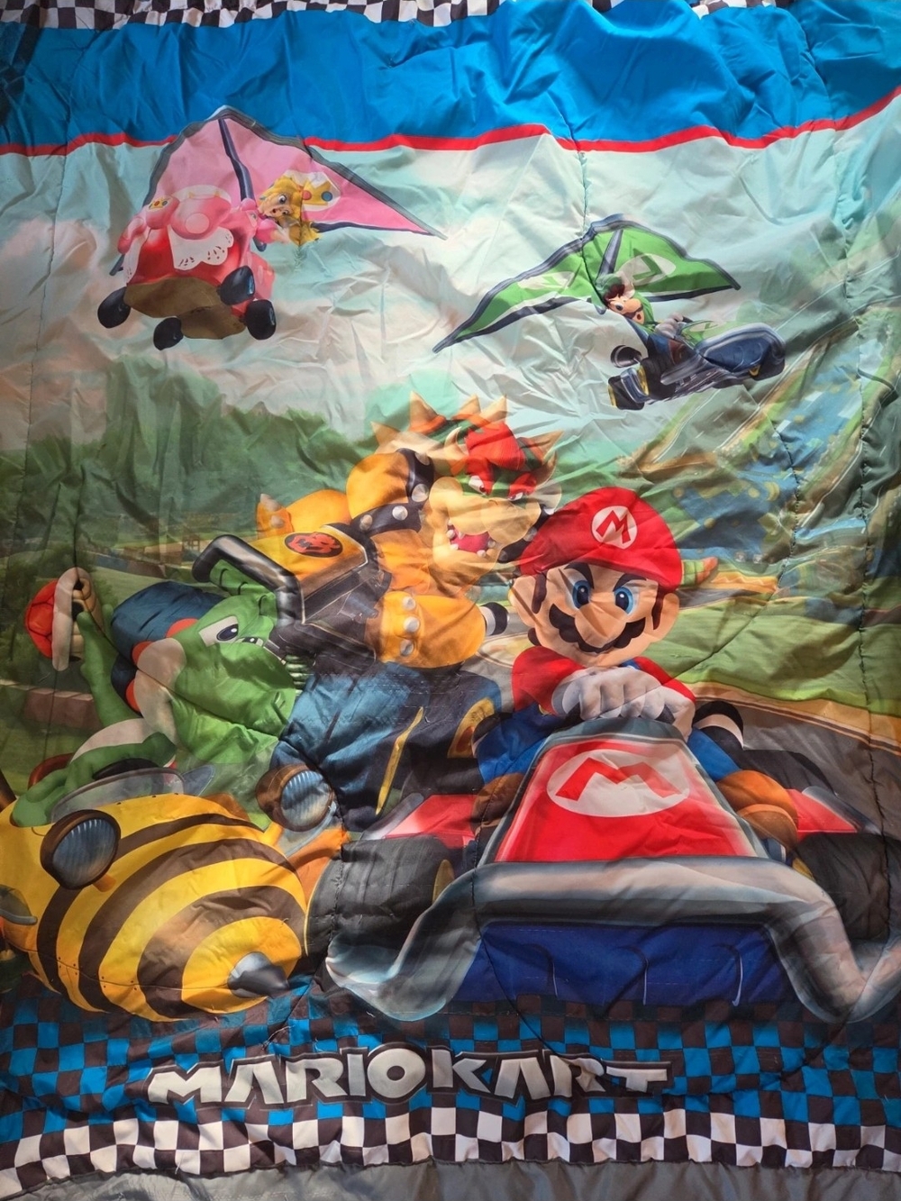 Nintendo Mario Kart Kids Blue Multicolor Comforter SET!
